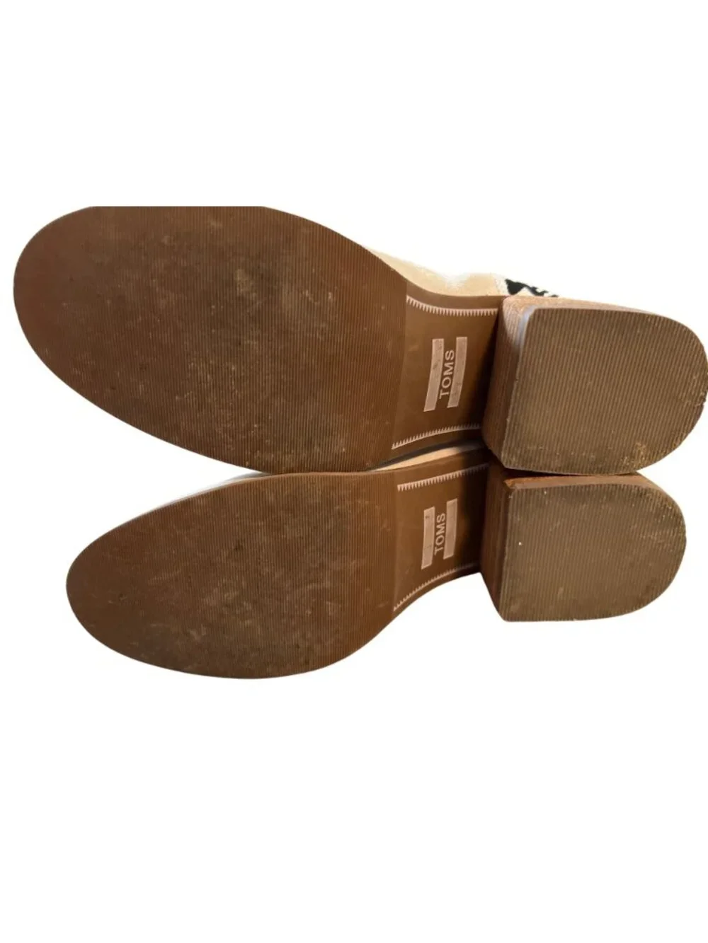 TOMS Esme Suede Ankle Booties Aztec Geometric Birch White Blue Women's 7.5